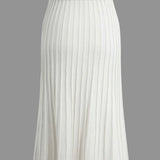 Lina V-neck Knit Top And Pleated Midi Skirt Set - House of Maye